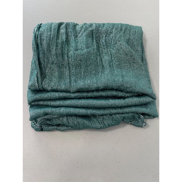 Infinity Scarf Shimmering Turquoise Shawl Wrap Viscose Silver Accent Lightweight - Picture 4 of 7